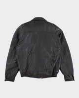 Vintage Danier Black Leather Bomber Jacket - S
