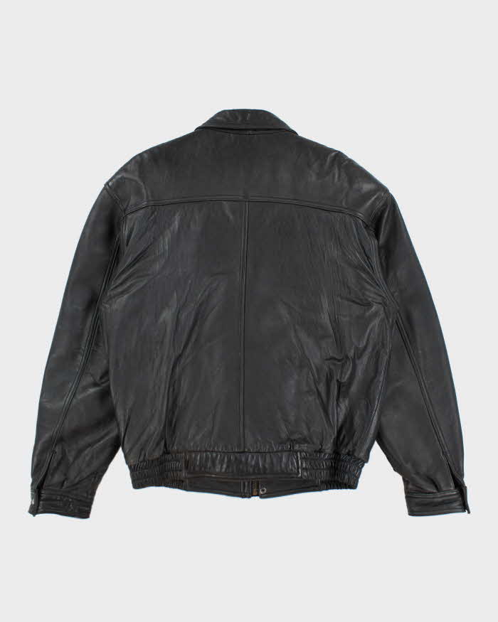 Vintage Danier Black Leather Bomber Jacket - S