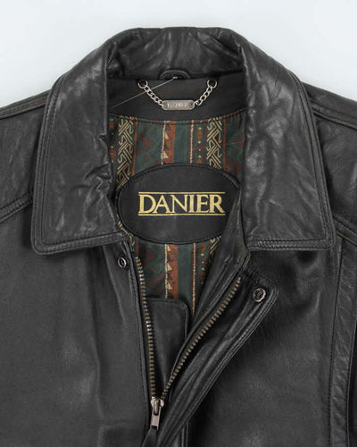 Vintage Danier Black Leather Bomber Jacket - S
