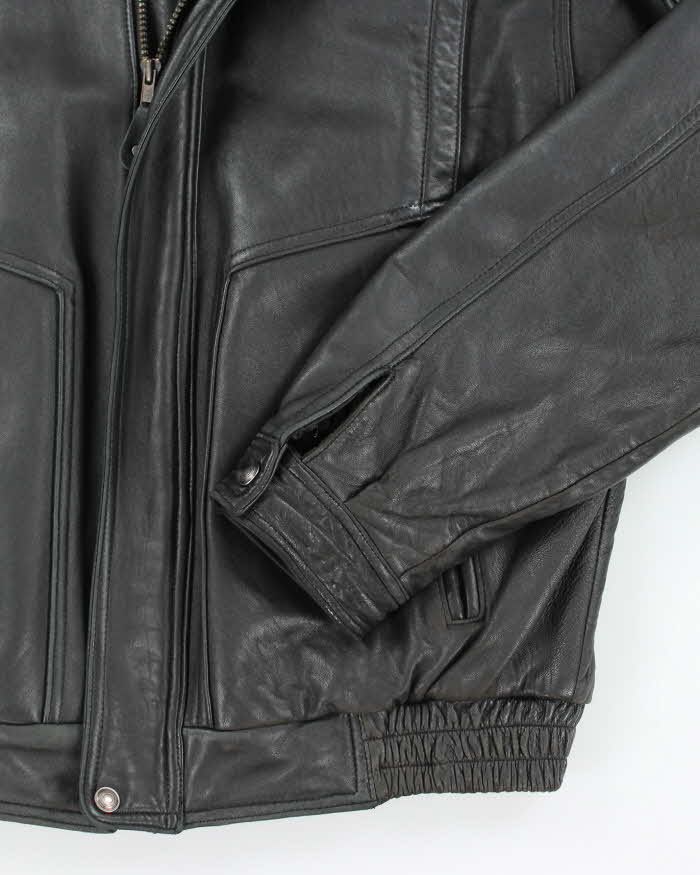 Vintage Danier Black Leather Bomber Jacket - S