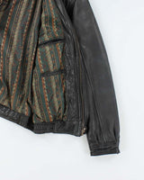 Vintage Danier Black Leather Bomber Jacket - S