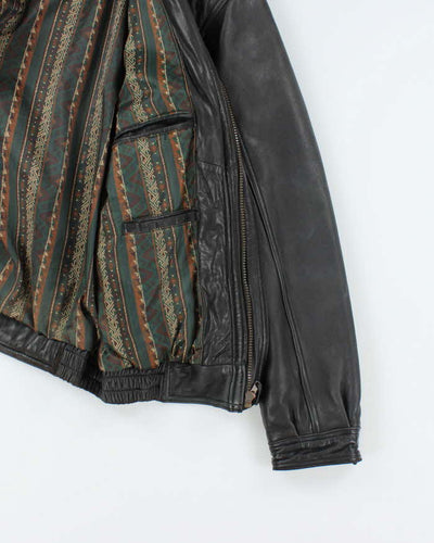 Vintage Danier Black Leather Bomber Jacket - S