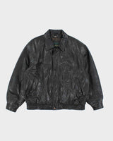 Vintage Danier Black Leather Bomber Jacket - L