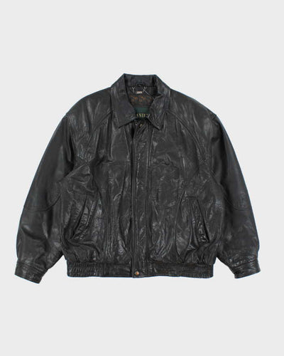 Vintage Danier Black Leather Bomber Jacket - L