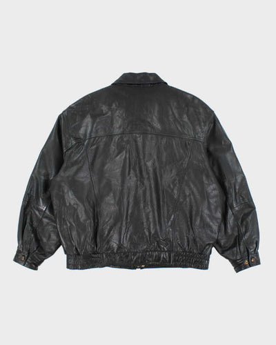 Vintage Danier Black Leather Bomber Jacket - L
