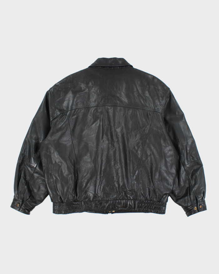 Vintage Danier Black Leather Bomber Jacket - L