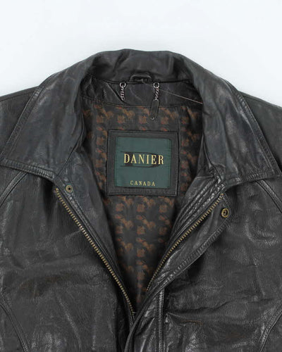 Vintage Danier Black Leather Bomber Jacket - L