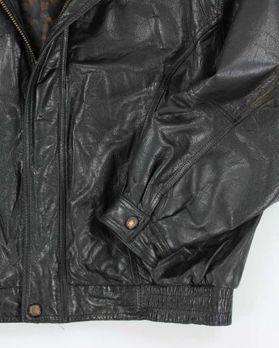 Vintage Danier Black Leather Bomber Jacket - L