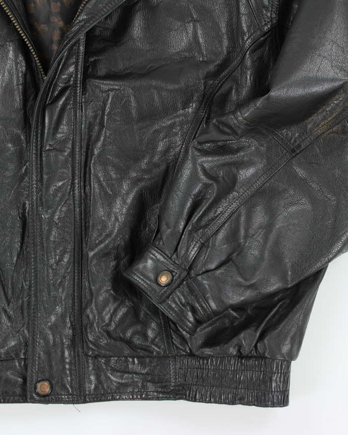 Vintage Danier Black Leather Bomber Jacket - L