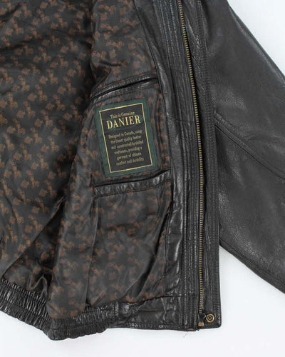 Vintage Danier Black Leather Bomber Jacket - L