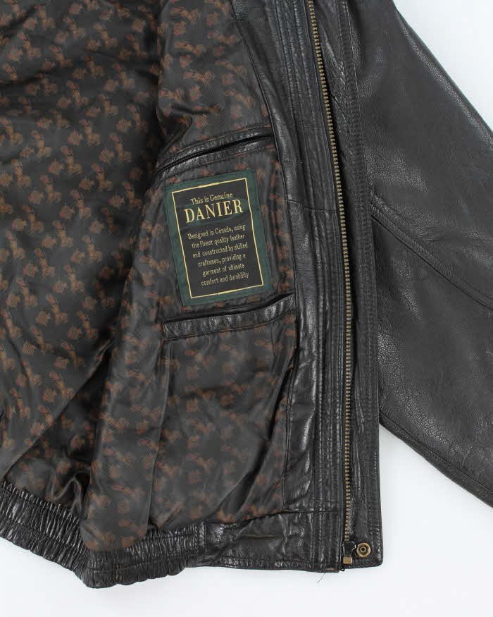 Vintage Danier Black Leather Bomber Jacket - L