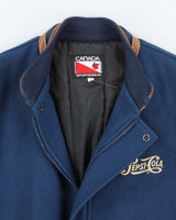 Vintage 90's Pepsi Cola Embroidered Leather Varsity Jacket - M