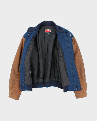 Vintage 90's Pepsi Cola Embroidered Leather Varsity Jacket - M