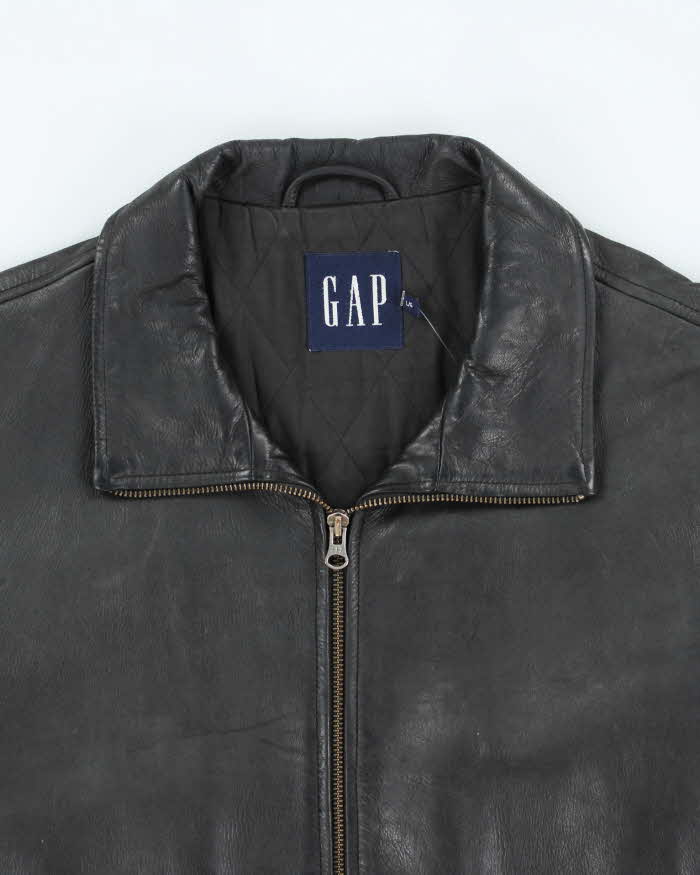 Vintage 90's GAP Heavyweight Zip Up Leather Jacket - L – Rokit