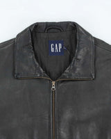 Vintage 90's GAP Heavyweight Zip Up Leather Jacket - L