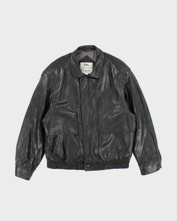 Vintage 90's London Fog Heavyweight Leather Bomber Jacket - L