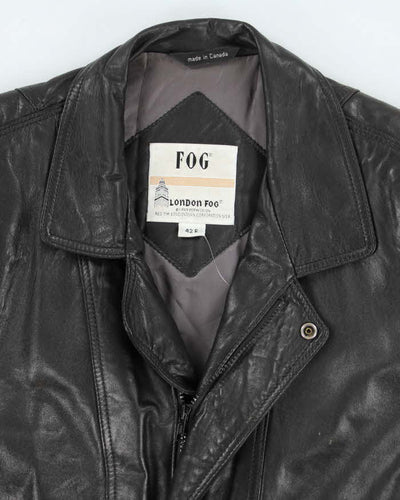 Vintage 90's London Fog Heavyweight Leather Bomber Jacket - L