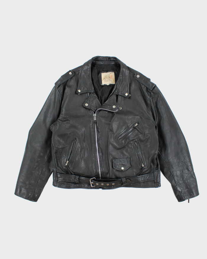Vintage 90's Heavyweight Leather Biker Jacket - XL