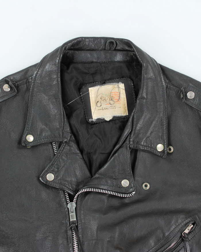 Vintage 90's Heavyweight Leather Biker Jacket - XL