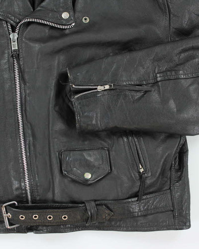 Vintage 90's Heavyweight Leather Biker Jacket - XL