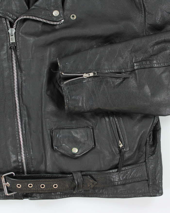 Vintage 90's Heavyweight Leather Biker Jacket - XL