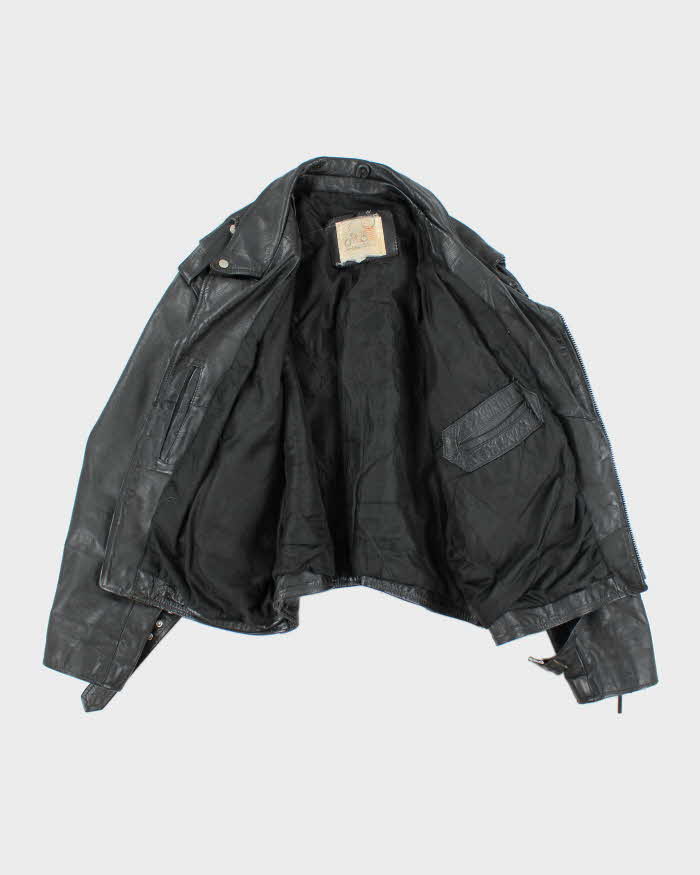 Vintage 90's Heavyweight Leather Biker Jacket - XL