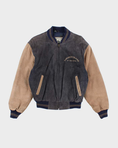 Vintage 90's Treasure Island Embroidered Suede Varsity Jacket - S