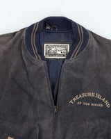 Vintage 90's Treasure Island Embroidered Suede Varsity Jacket - S