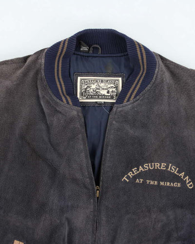 Vintage 90's Treasure Island Embroidered Suede Varsity Jacket - S