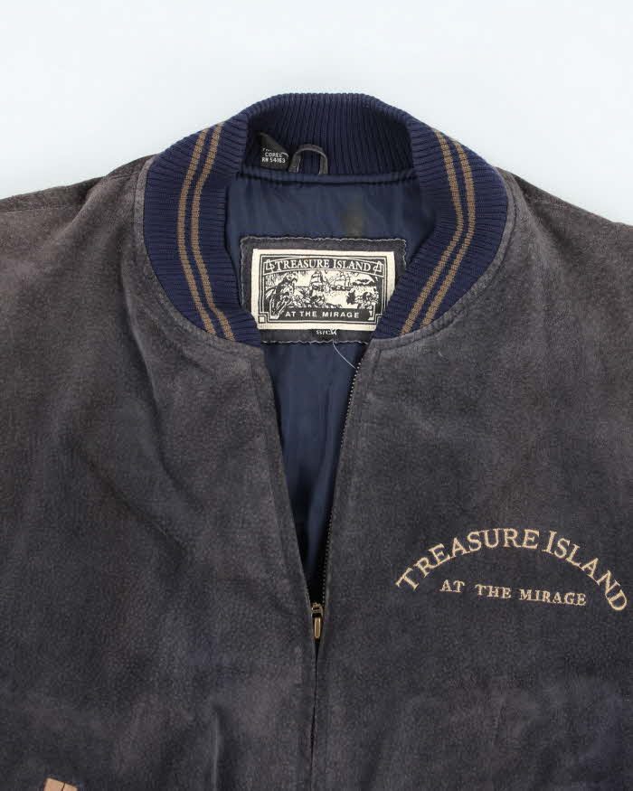 Vintage 90's Treasure Island Embroidered Suede Varsity Jacket - S
