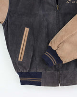 Vintage 90's Treasure Island Embroidered Suede Varsity Jacket - S