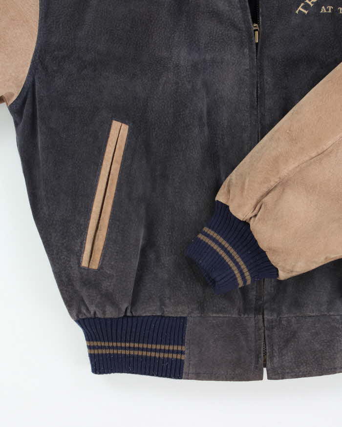 Vintage 90's Treasure Island Embroidered Suede Varsity Jacket - S