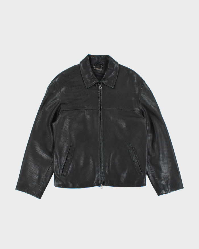 Vintage 2000's Danier Perforated Leather Harrington Jacket - S