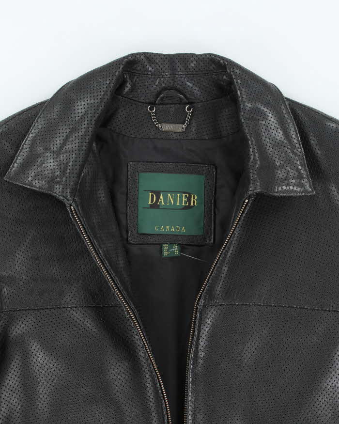 Vintage 2000's Danier Perforated Leather Harrington Jacket - S