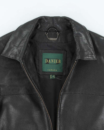 Vintage 2000's Danier Perforated Leather Harrington Jacket - S