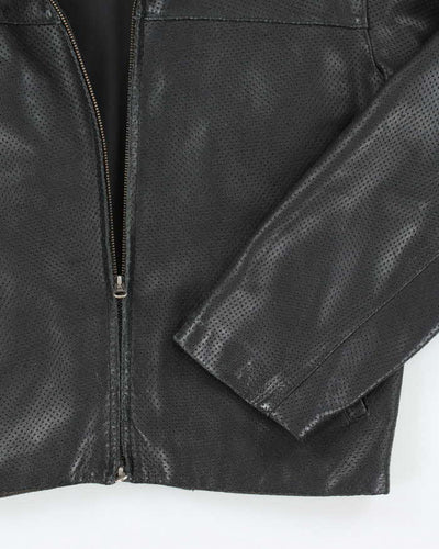 Vintage 2000's Danier Perforated Leather Harrington Jacket - S