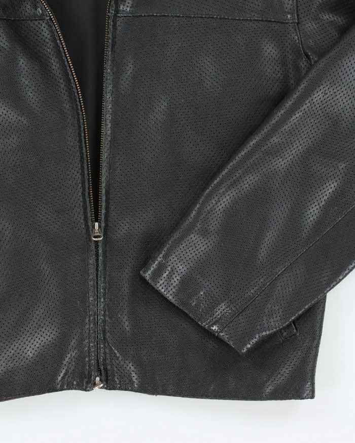 Vintage 2000's Danier Perforated Leather Harrington Jacket - S