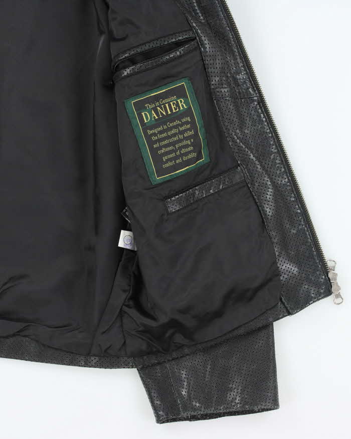 Vintage 2000's Danier Perforated Leather Harrington Jacket - S