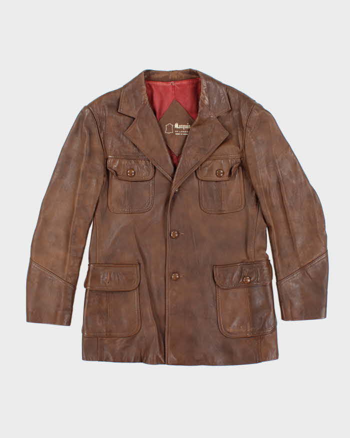 Vintage 80's Marquis of London Leather Double Breasted Jacket - M