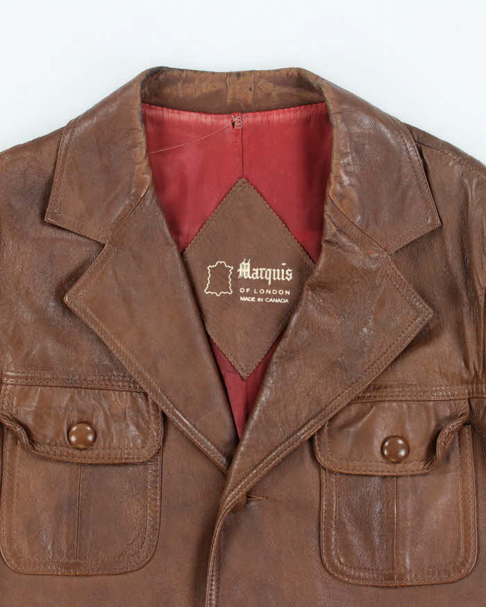 Vintage 80's Marquis of London Leather Double Breasted Jacket - M