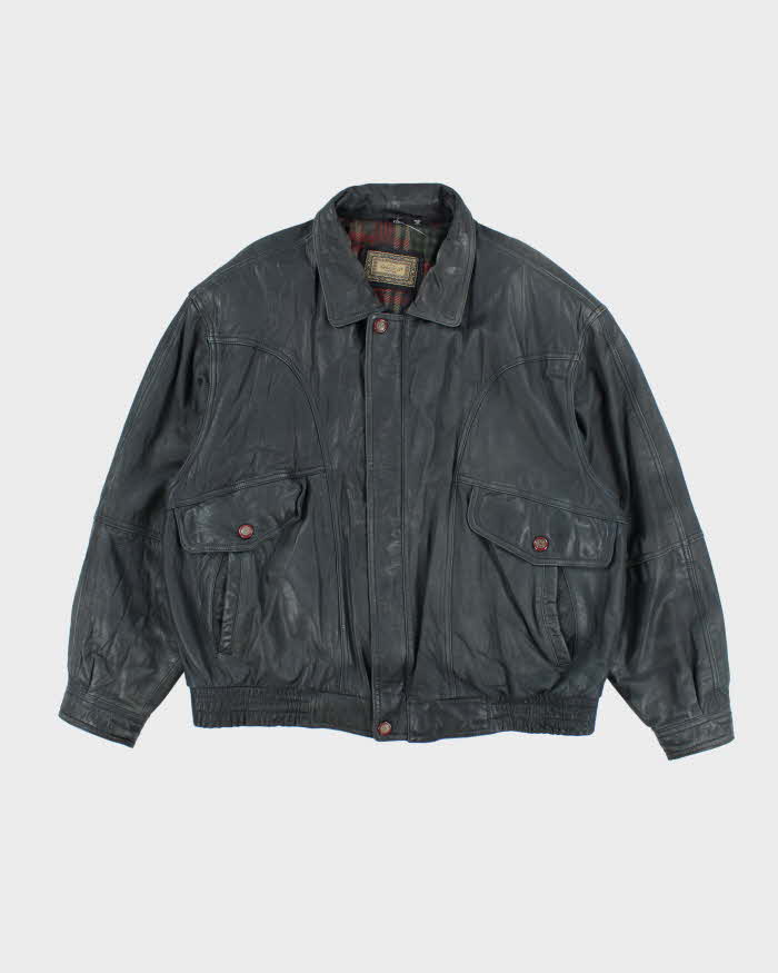 Vintage 80's Gallucci Heavyweight Oversized Leather Bomber Jacket - XXL