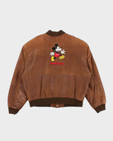 Vintage 90's Disney Mickey Mouse Embroidered Leather Varsity Jacket - XL