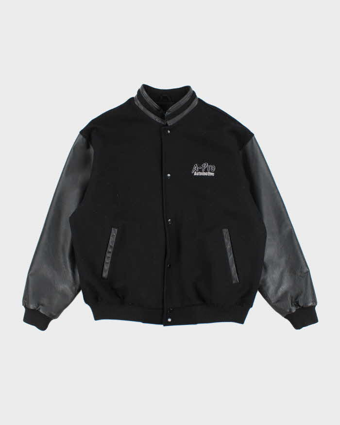Vintage 90's North End Heavyweight Embroidered Wool Blend Leather Varsity Jacket - XL