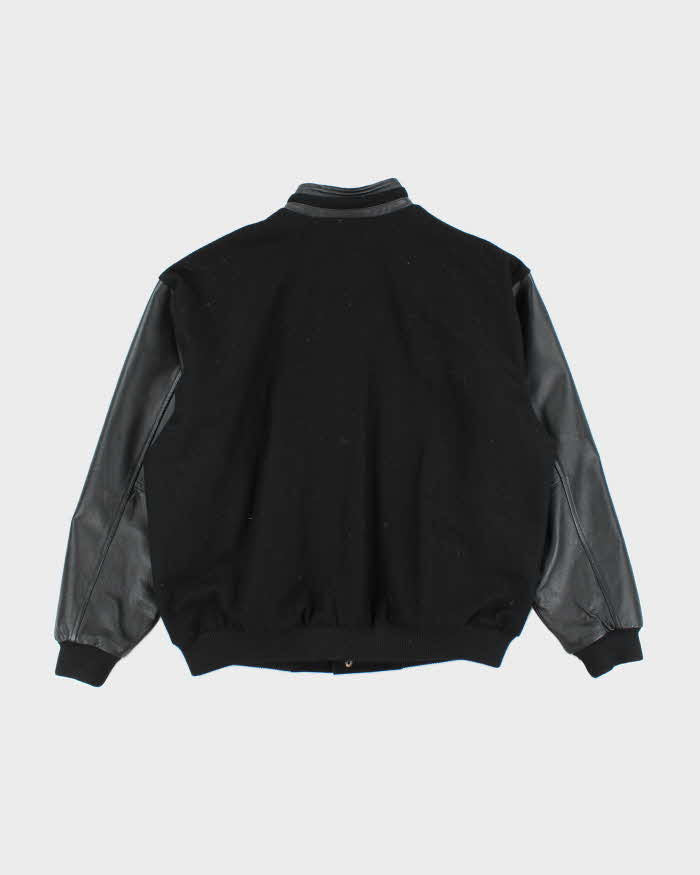 Vintage 90's North End Heavyweight Embroidered Wool Blend Leather Varsity Jacket - XL