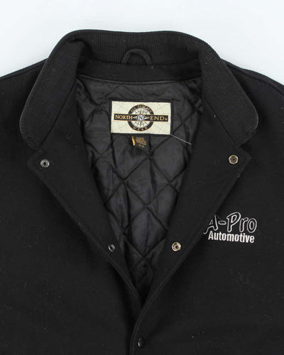 Vintage 90's North End Heavyweight Embroidered Wool Blend Leather Varsity Jacket - XL