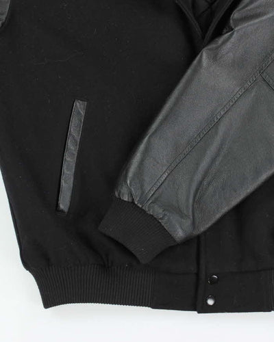Vintage 90's North End Heavyweight Embroidered Wool Blend Leather Varsity Jacket - XL