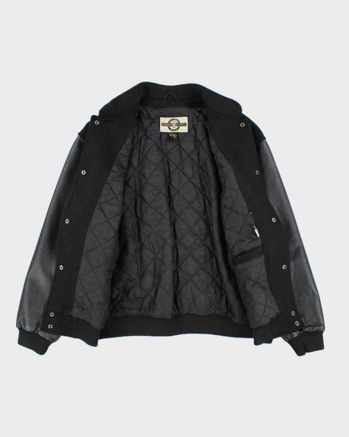 Vintage 90's North End Heavyweight Embroidered Wool Blend Leather Varsity Jacket - XL