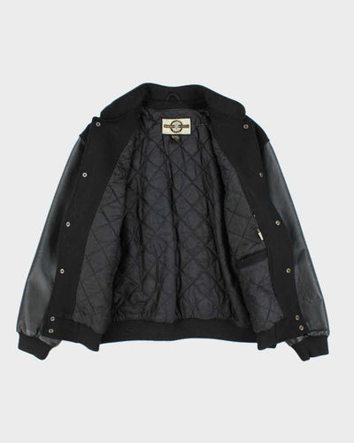 Vintage 90's North End Heavyweight Embroidered Wool Blend Leather Varsity Jacket - XL