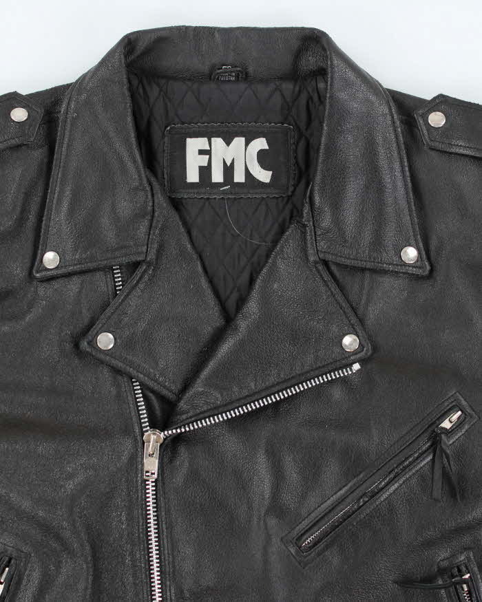 Vintage 90's FMC Heavyweight Oversized Leather Biker Jacket - XL