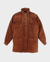 Vintage 90's Heavyweight Multi Pocket Lined Suede Jacket - M